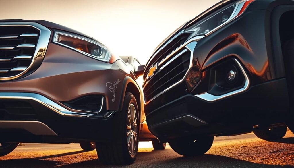 Exterior design comparison of GMC Acadia and Chevy Traverse