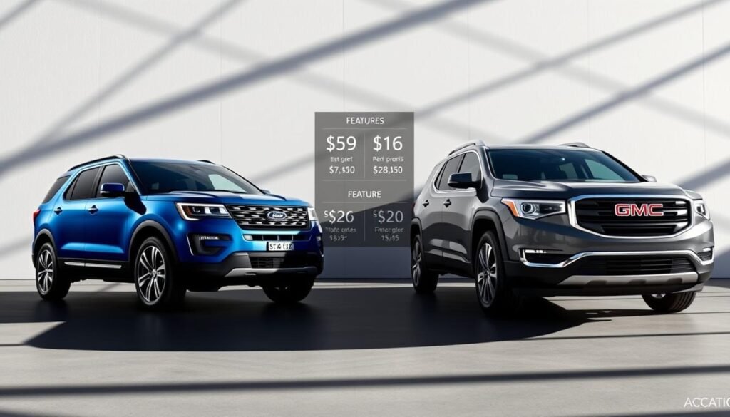 Ford Explorer pricing vs. GMC Acadia cost