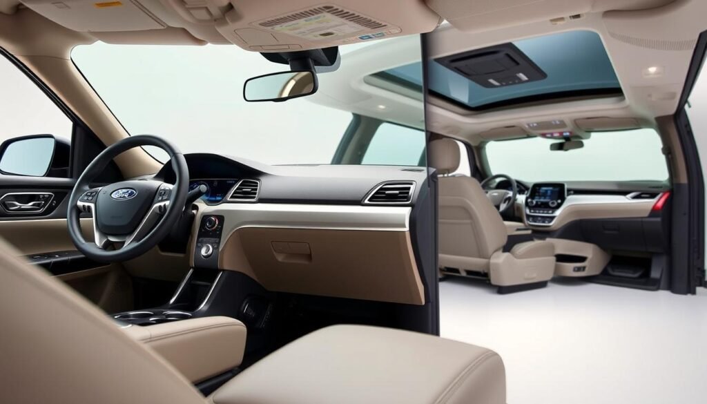 Interior features of Ford Explorer and Chevy Traverse interiors Interior features of Ford Explorer and Chevy Traverse interiors