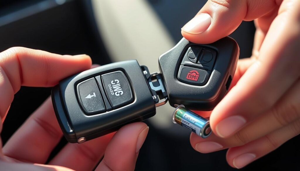 how to change battery in GMC key fob