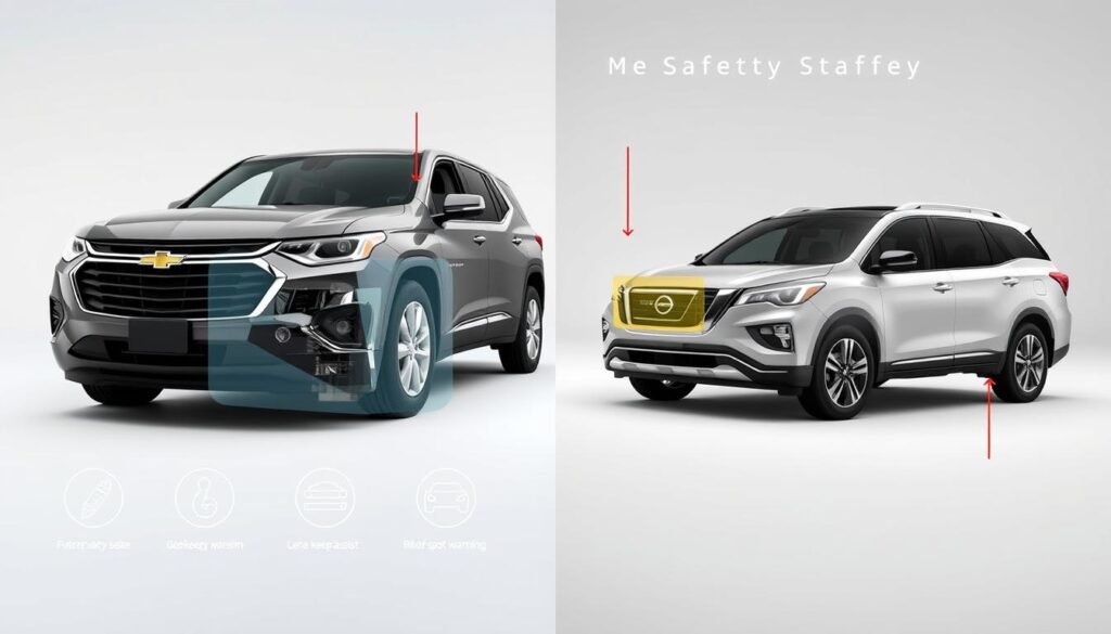 Chevy Traverse safety features and Nissan Pathfinder safety features comparison