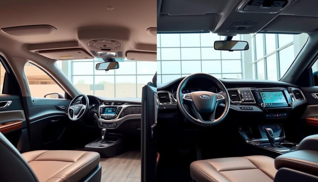 Interior design comparison Chevrolet Traverse and Ford Explorer