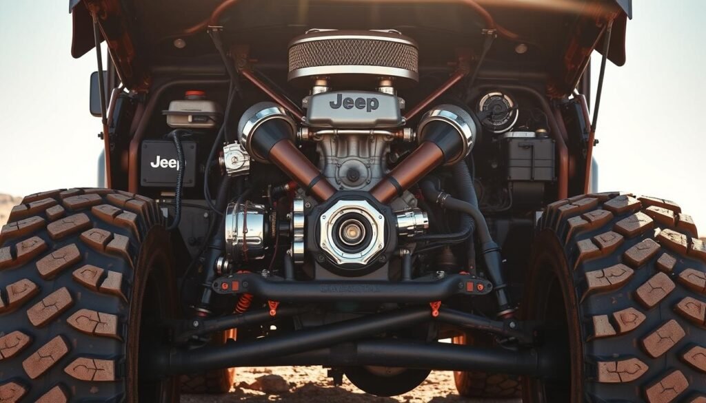 Powerful V8 engine in the Jacked Up Jeep Gladiator