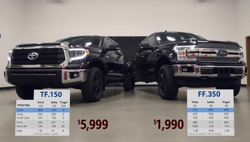 Price comparison of Tundra and F-150 for affordability analysis.