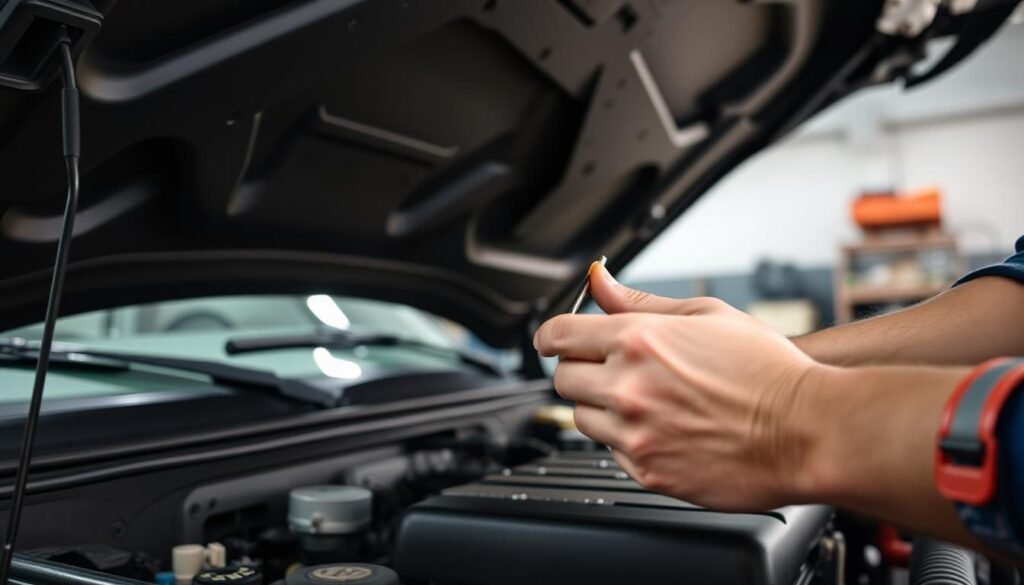 checking engine oil level