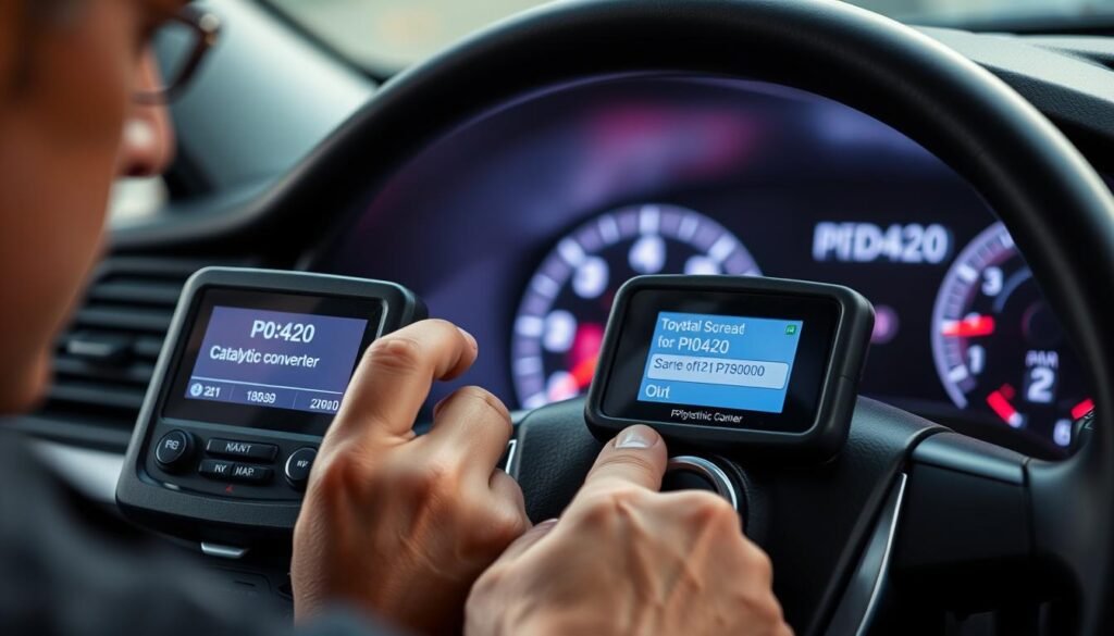 diagnosing P0420 code using OBD-II scanner Toyota Camry diagnosing P0420 code using OBD-II scanner Toyota Camry